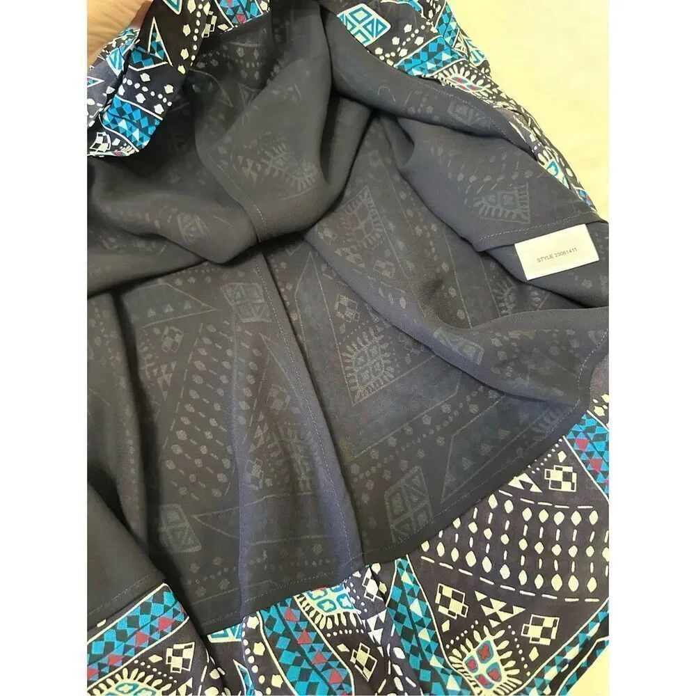 Tory Burch Camilla Dasha Silk Blue and Black Print Dress Size 4